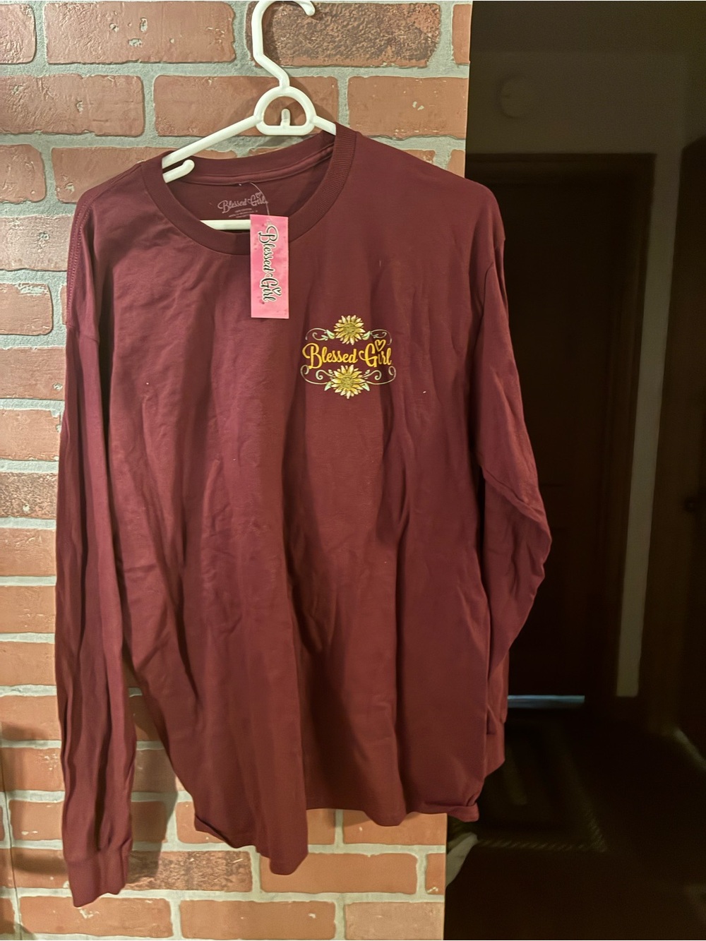 Blessed Girl Maroon Long-Sleeve Crewneck Tee
